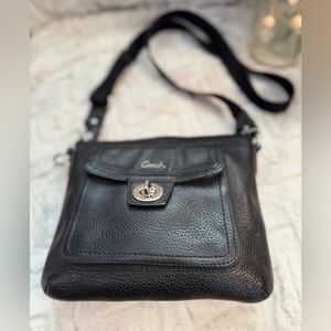 Coach Pebbled Black Leather Crossbody Bag